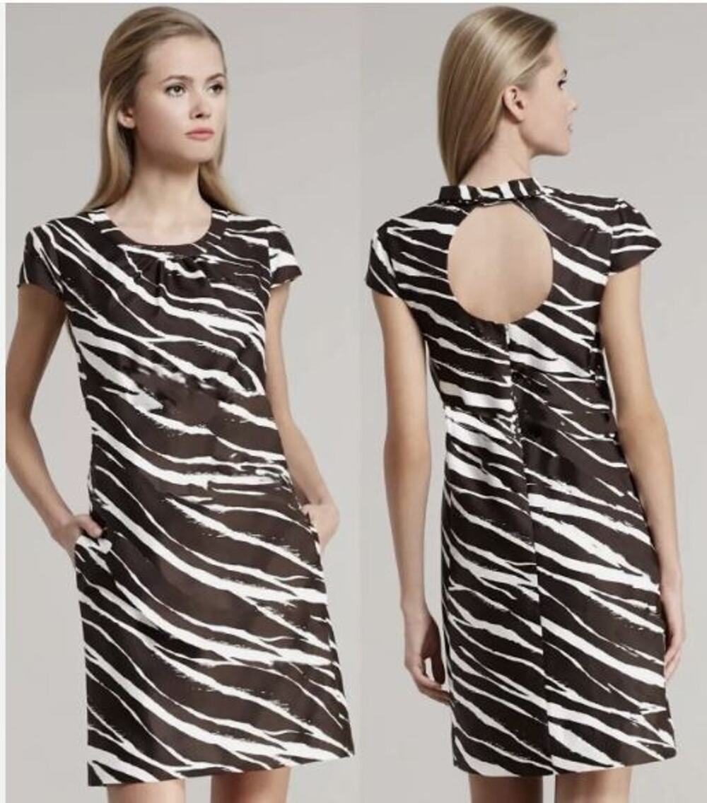 Kate Spade Dorothy Zebra Print Silk Cotton Dress Size 10 Belted